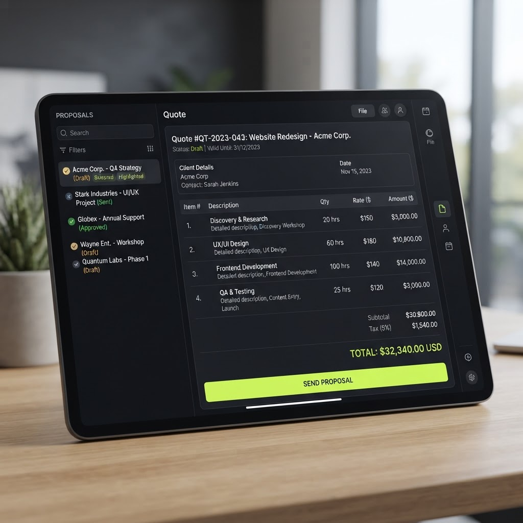 Interface do Field Quote